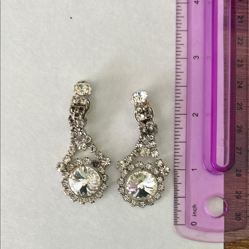 Vintage Silver Crystal Earrings